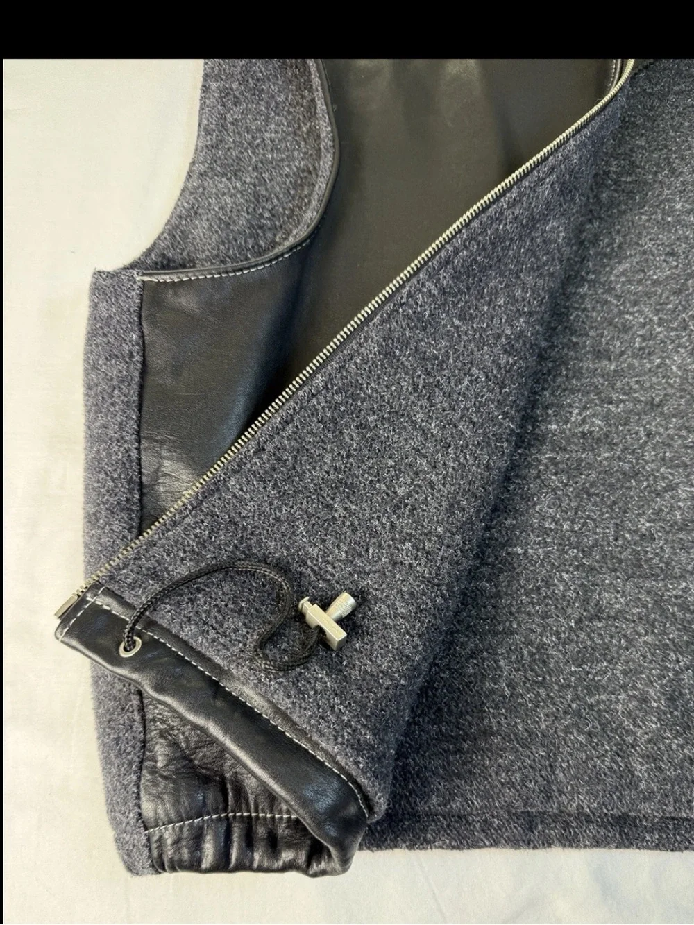 Y2K Nordstrom Rubbish XL Men’s Hoodie Vest Leather Wool Twilight BP Grunge Skate